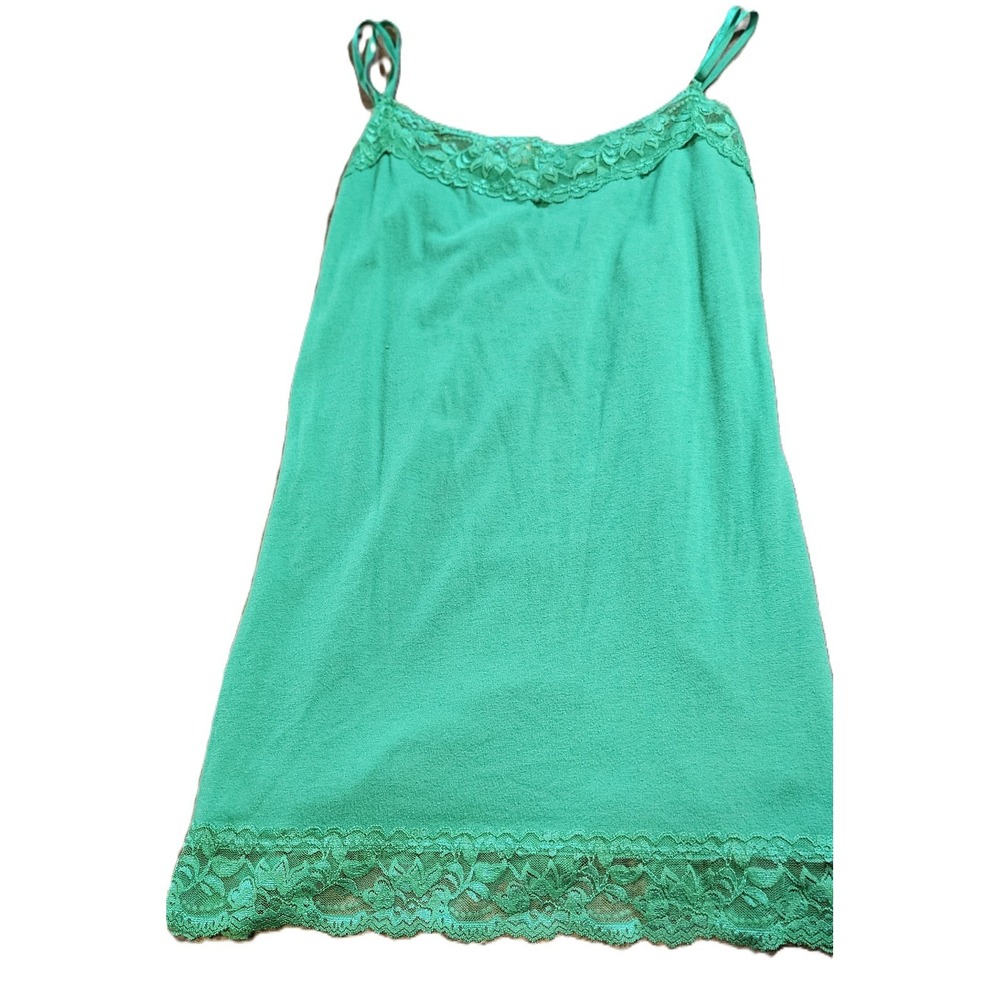 Green Lace Trim Spaghetti Strap Camisole Top SZ L Elaina Gilbert Vampire Diaries